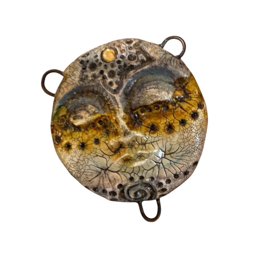 Artistic Yellow and Black Face Pendant - Picture 2 of 2